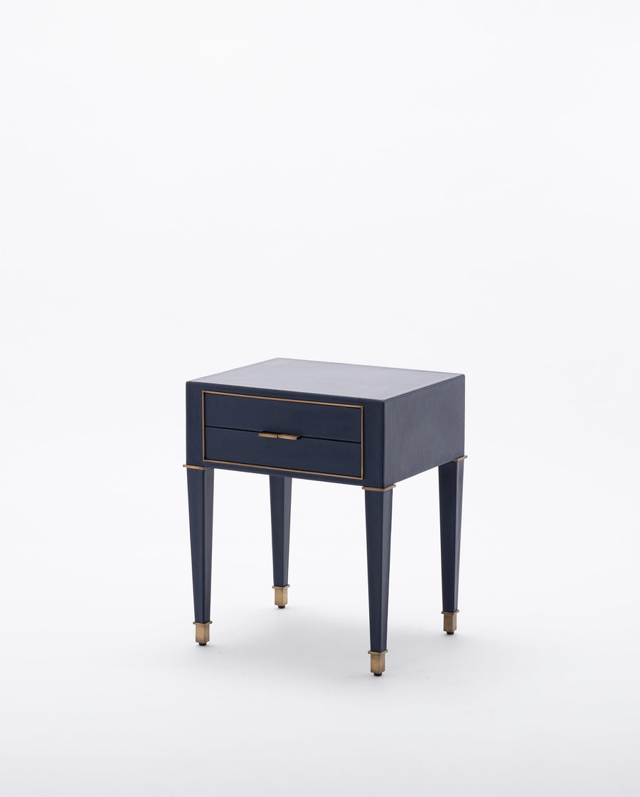 Blue Leather Clad Side Table