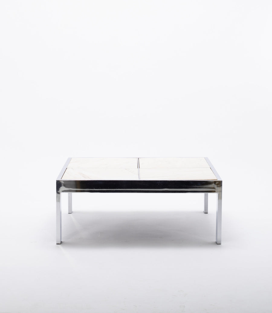 Leon Rosen For Pace Chrome And Marble Cocktail Table Circa. 1970