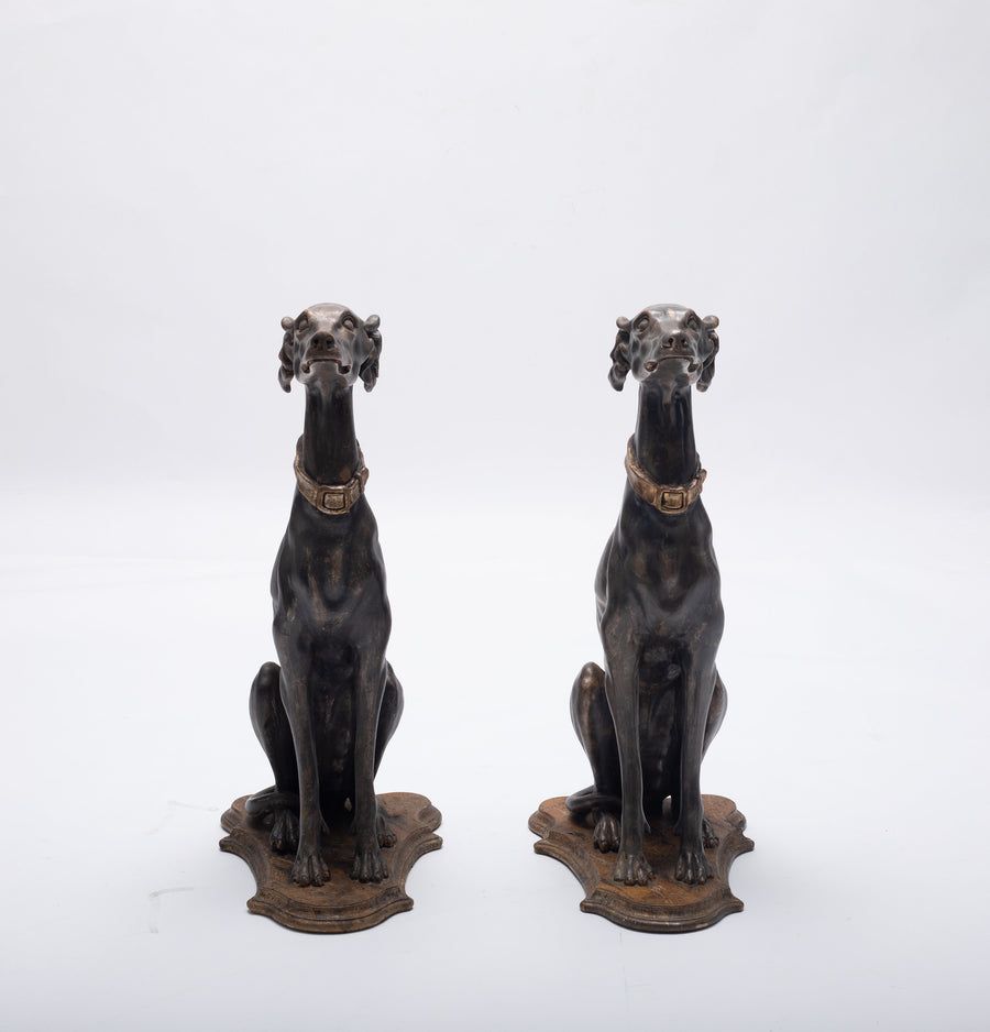 Pair of Early 20th Century Italian Gilt Wood Greyhounds