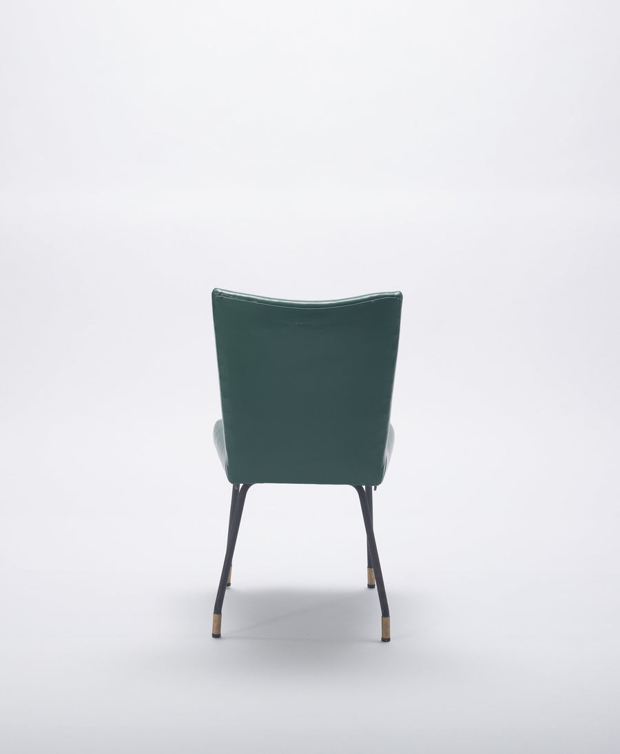 Italian Green Leather Iron Chair