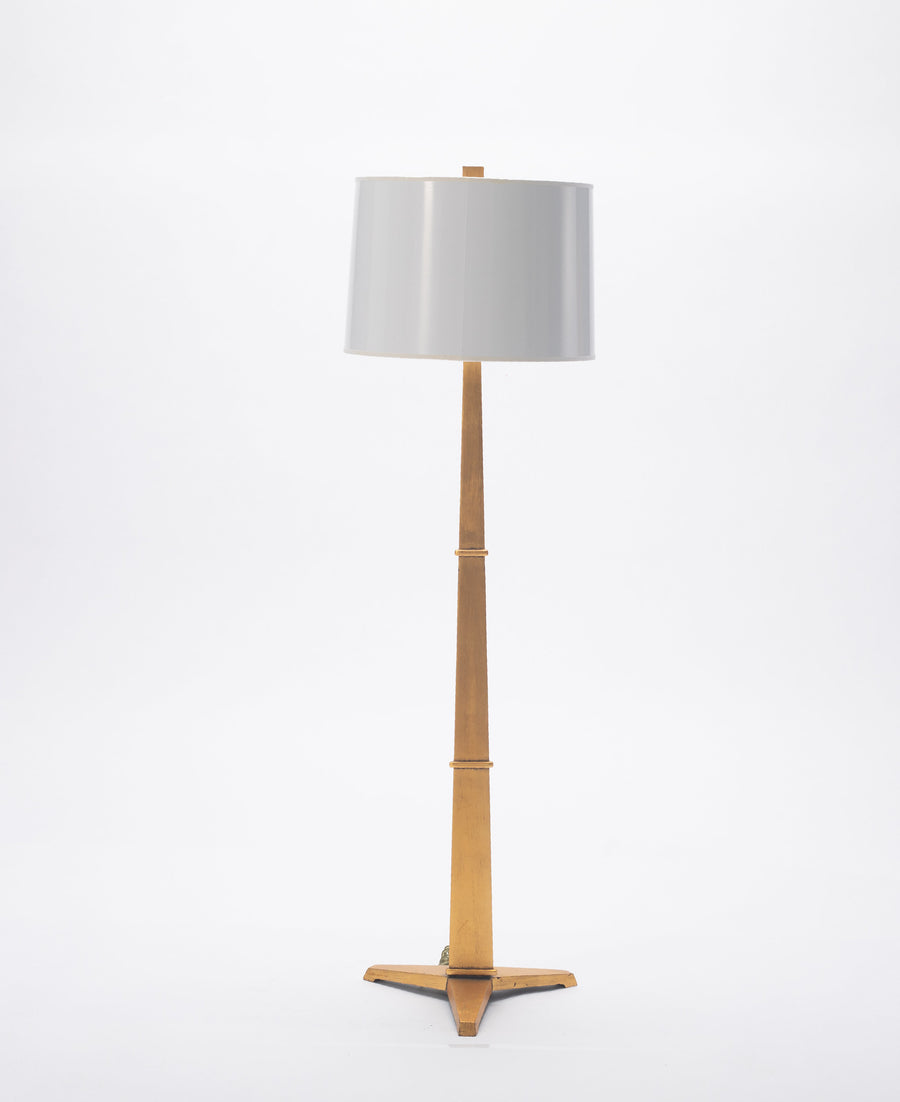 Contemporary Gilded Floor Lamp with Paper Shade