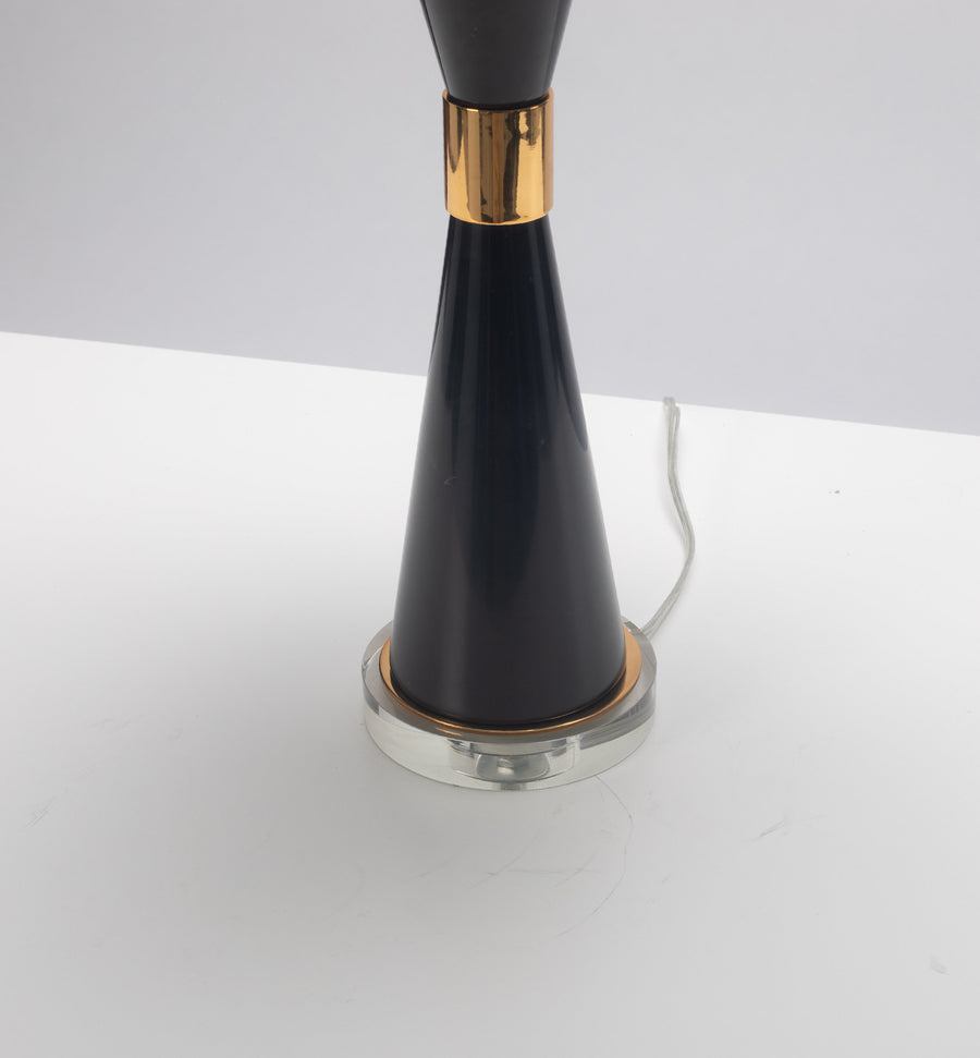 Black Marble Table Lamp with Black Paper Shade