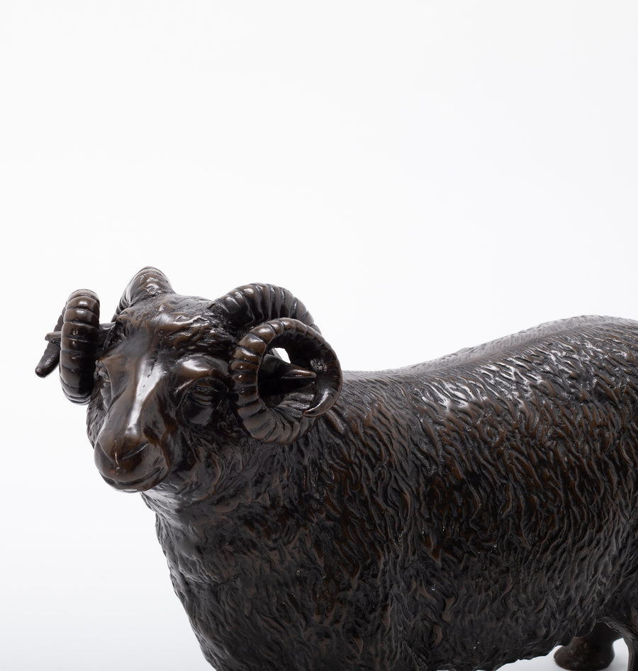 20th Century Bronze Exmoor Horn Sheep, Near Life Size