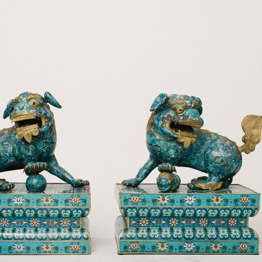 19th Century Chinese Cloisonné Fu Dogs