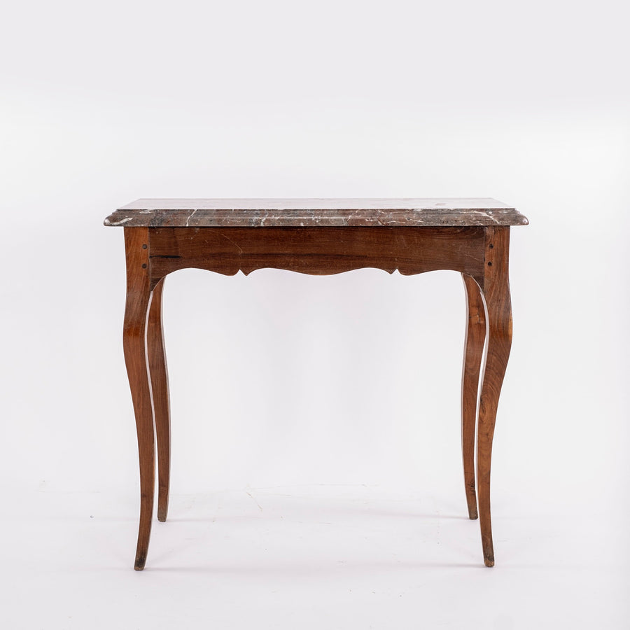 18th Century French Louis XVI Walnut Console with Marble Top