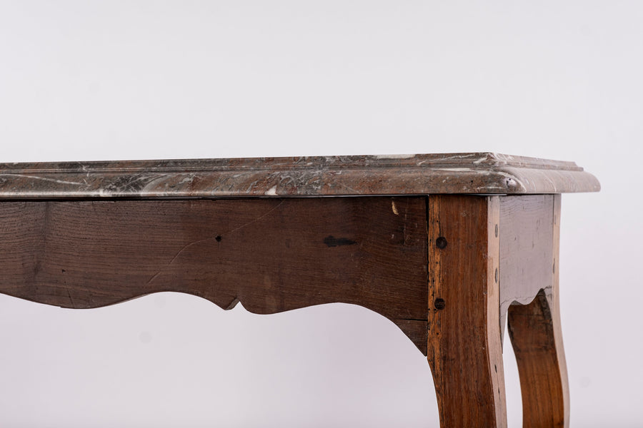 18th Century French Louis XVI Walnut Console with Marble Top