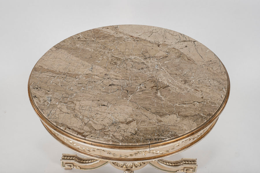 Neoclassical XVI Style Polychrome Giltwood Center Table