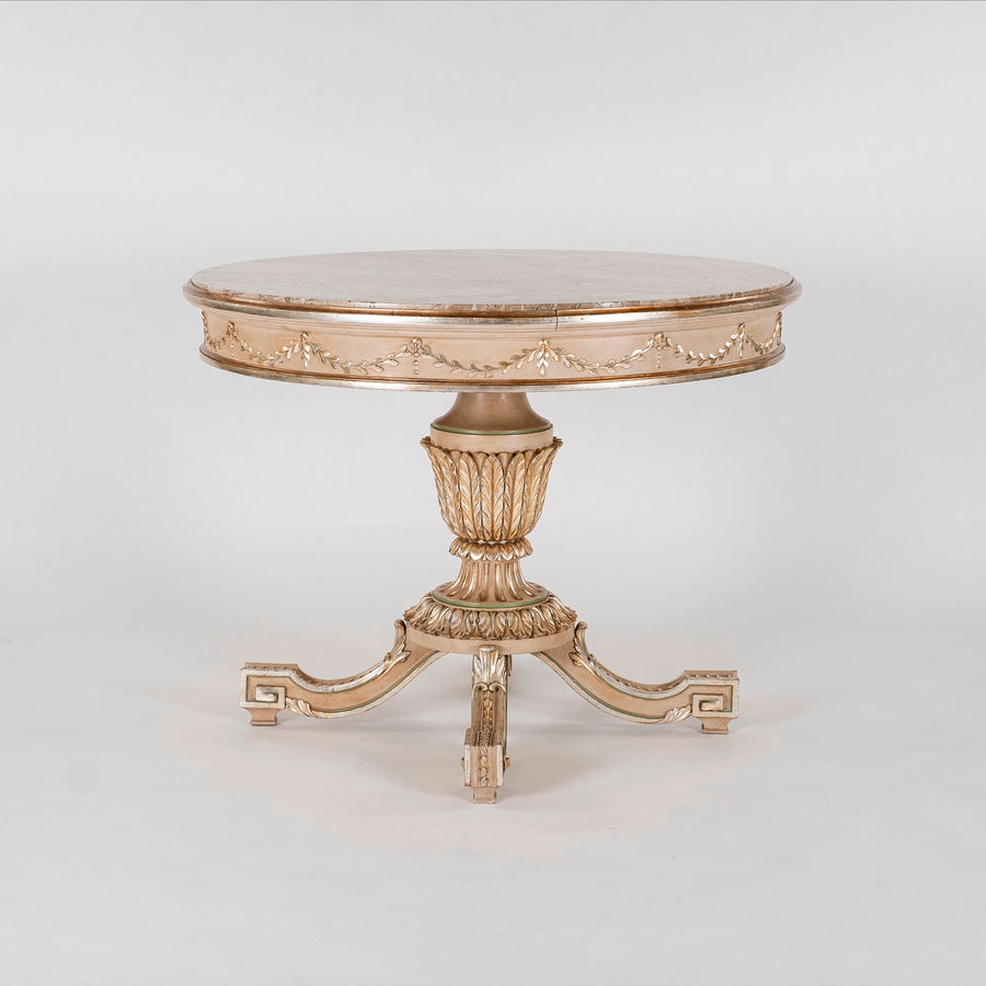 Neoclassical XVI Style Polychrome Giltwood Center Table