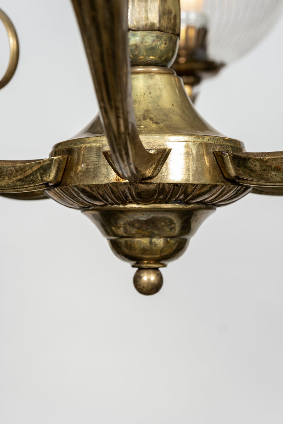 Italian Modern Gio Ponti Style Brass and Glass Chandelier