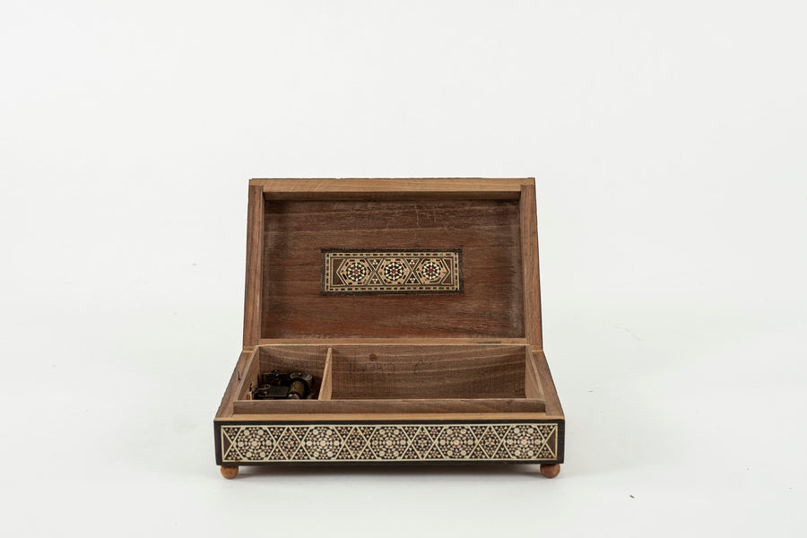 Inlaid Geometric Pattern Wood Box