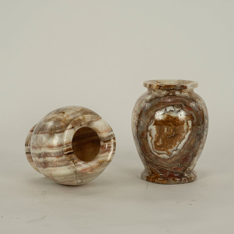 Near Pair Of Onyx Vases