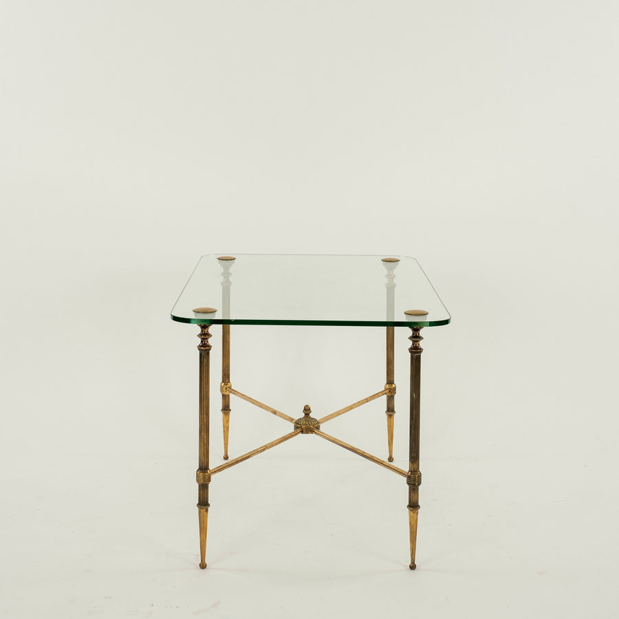 Jansen Louis XVI Style Brass and Glass Cocktail Table