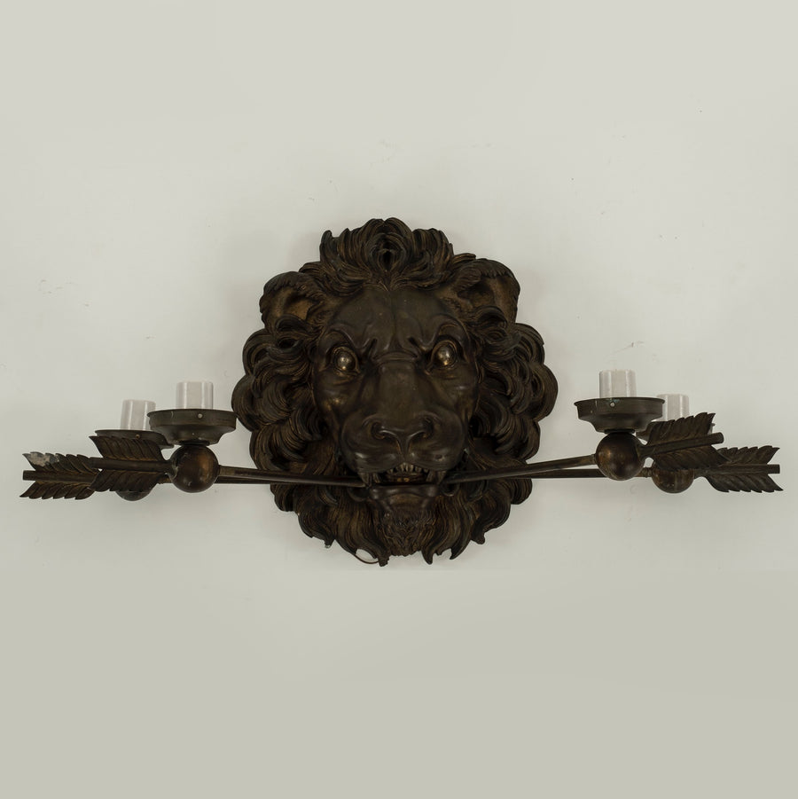 19th Century Neoclassical Style Bronze Lion Sconce