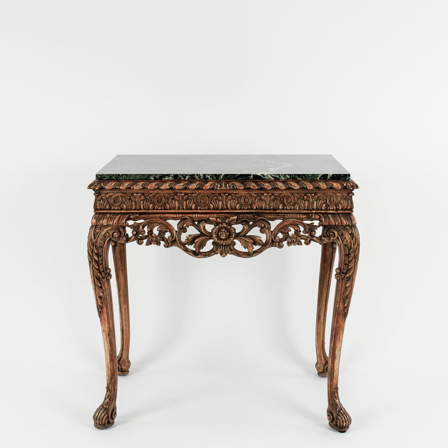 19th Century Italian Carved Wood Console With Marble Top