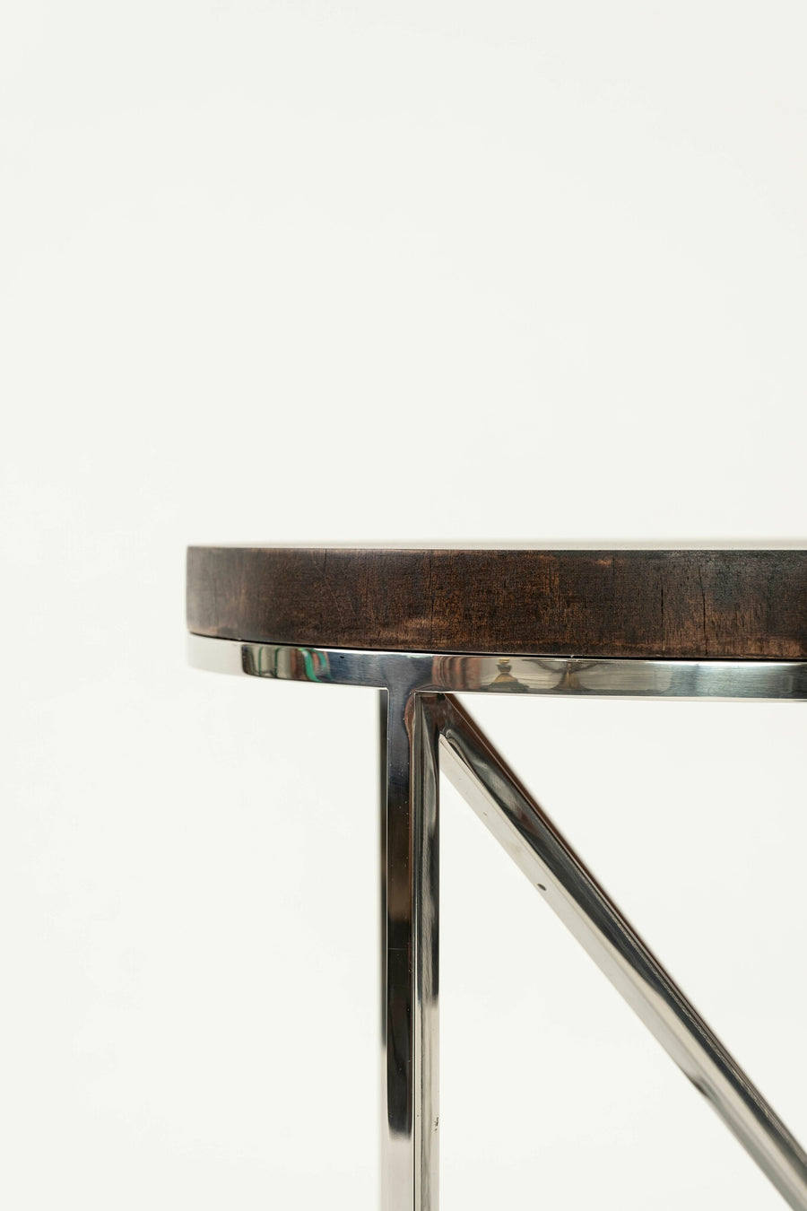 Pair Wood and Chrome Side Tables