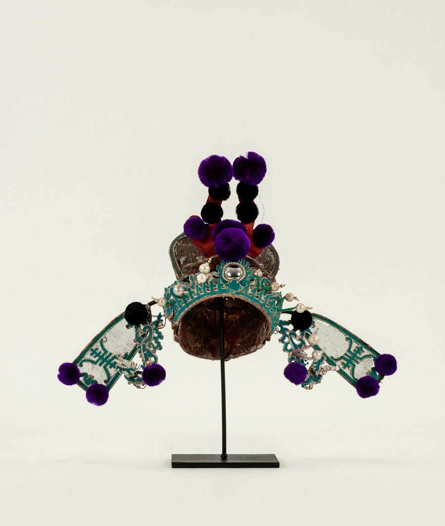 Turquoise and Violet Chinese Opera Hat