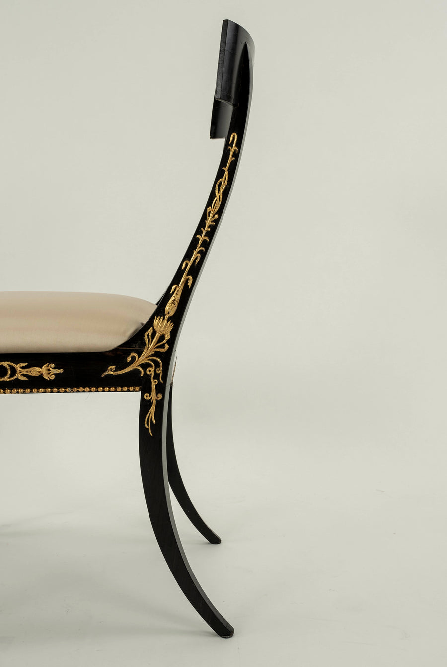 Pair 19th Century Regency Klismos Hooved Chairs