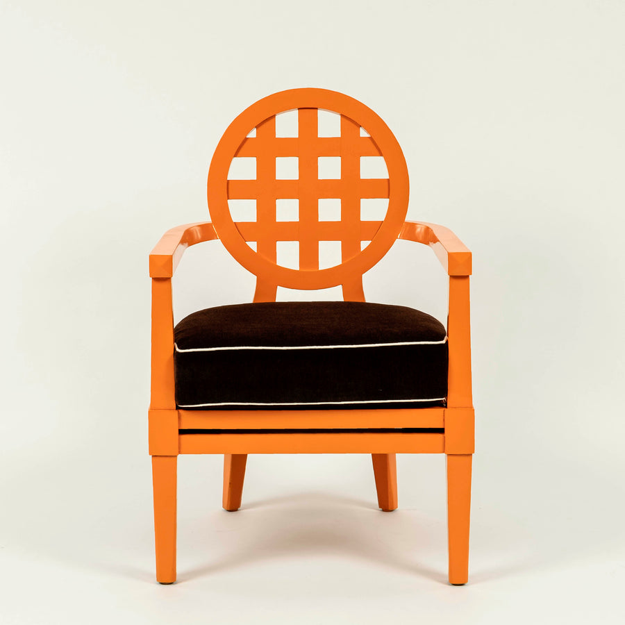 Pair Orange McGuire Teak Portico Armchairs