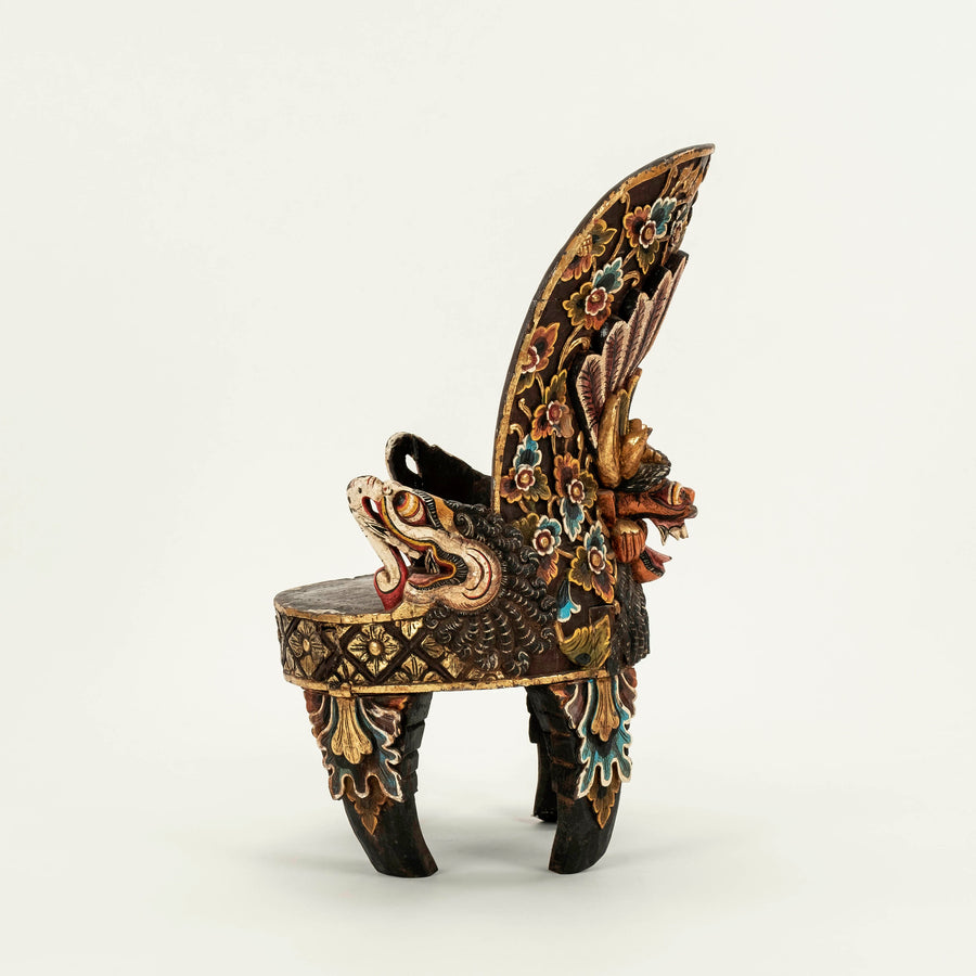 Indonesian Hand Painted Wooden Garuda Throne Chair