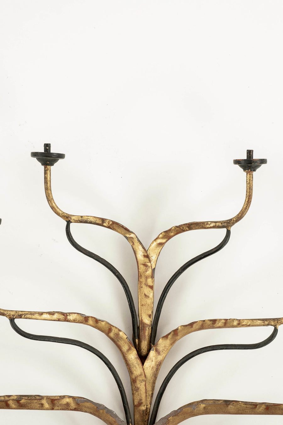 Pair Black Painted and Gilt Iron Sconces