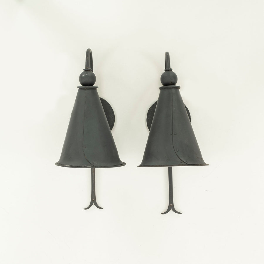 Pair Conical Steel Sconces