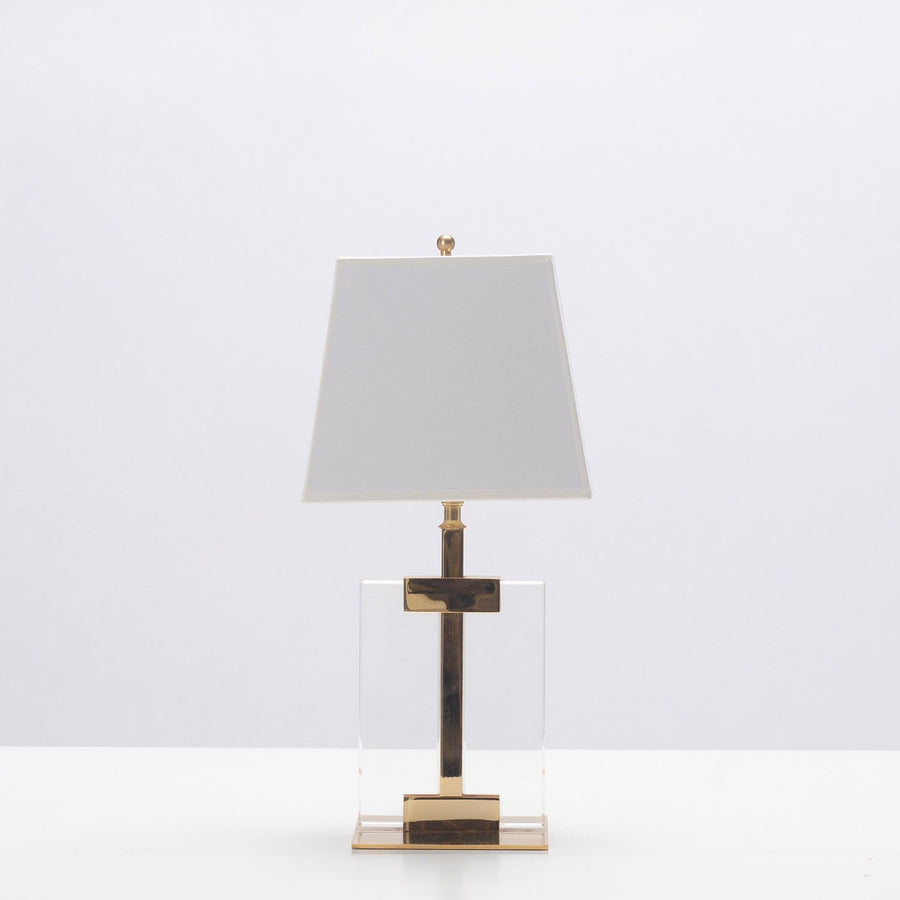 French Lucite Brass Table Lamp