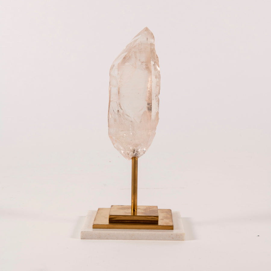 Quartz on Gilt Steel and Marble Stand