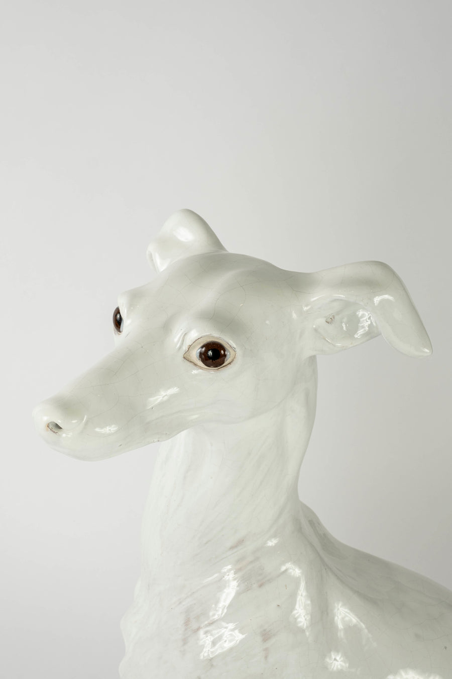 Italian White Glazed Terracotta Whippet Greyhound