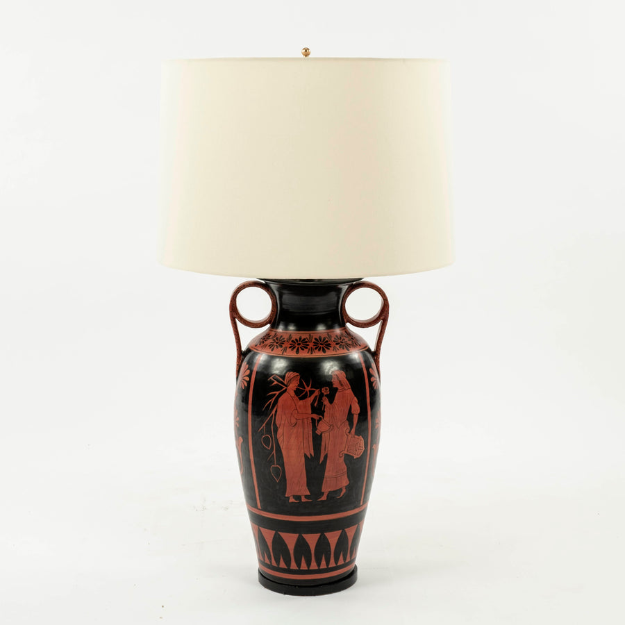 One Etruscan-style urn table lamp.