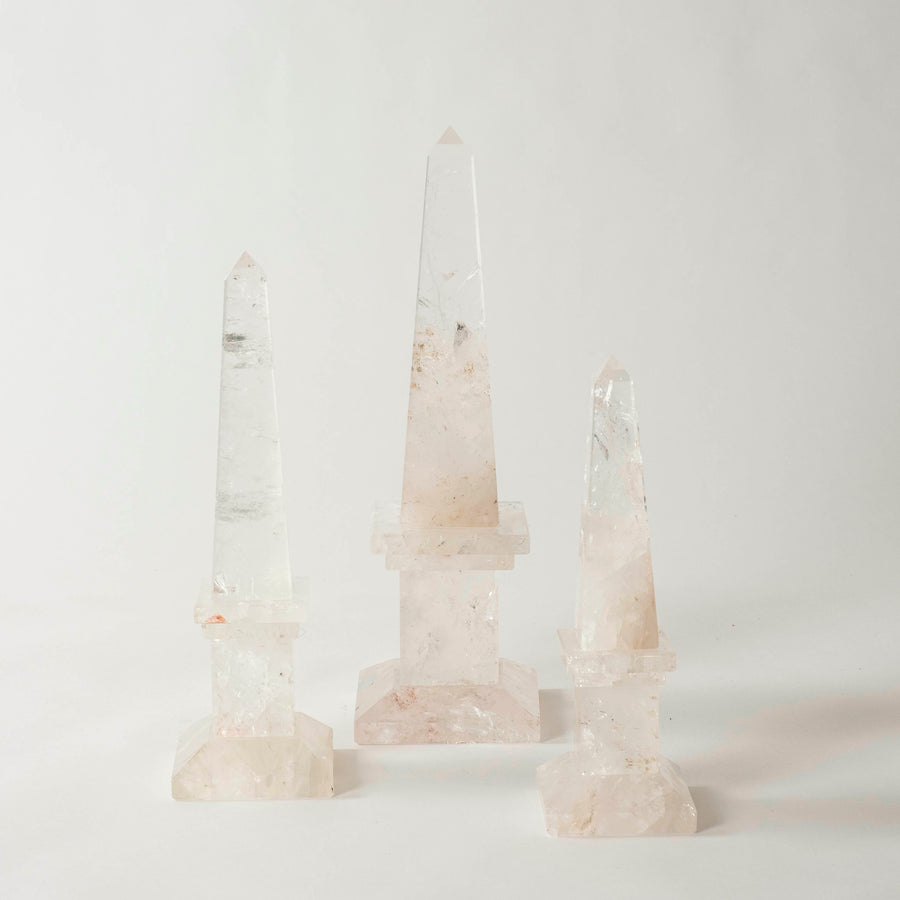 Set of 3 Rock Crystal Obelisks