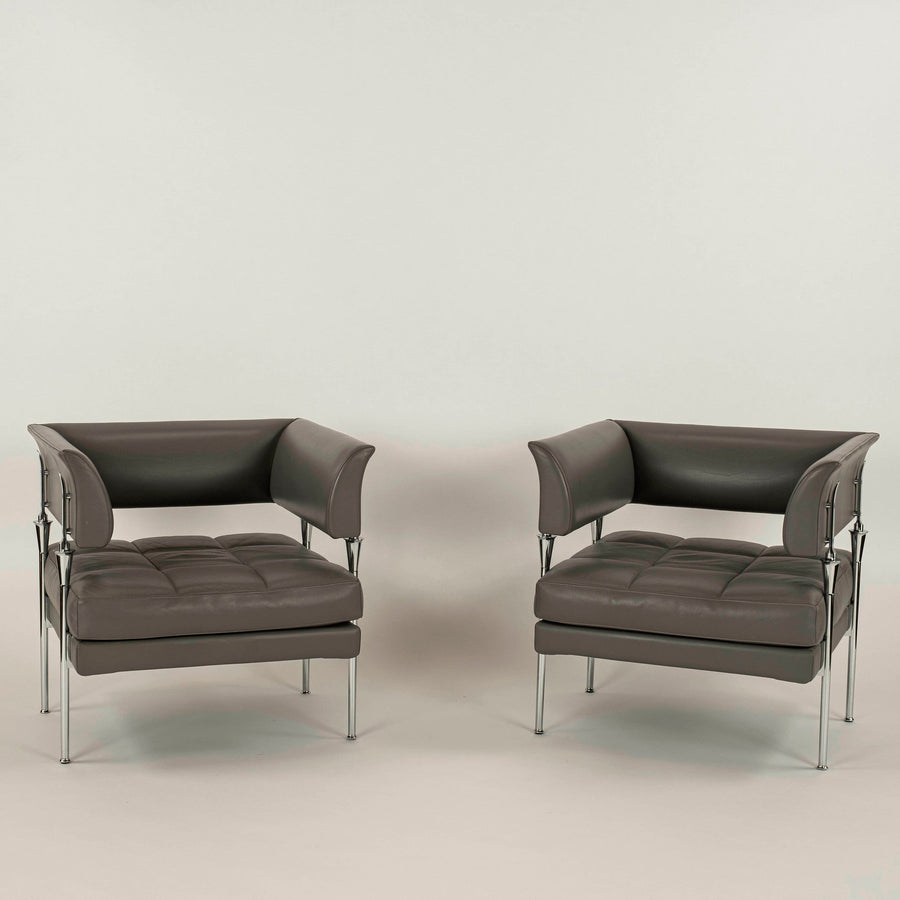 Pair Hydra Castor Leather Chair by Luca Scacchetti for Poltrona Frau