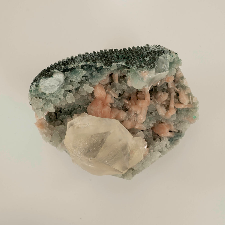 Green Apophyllite & Stilbite Mineral Specimen