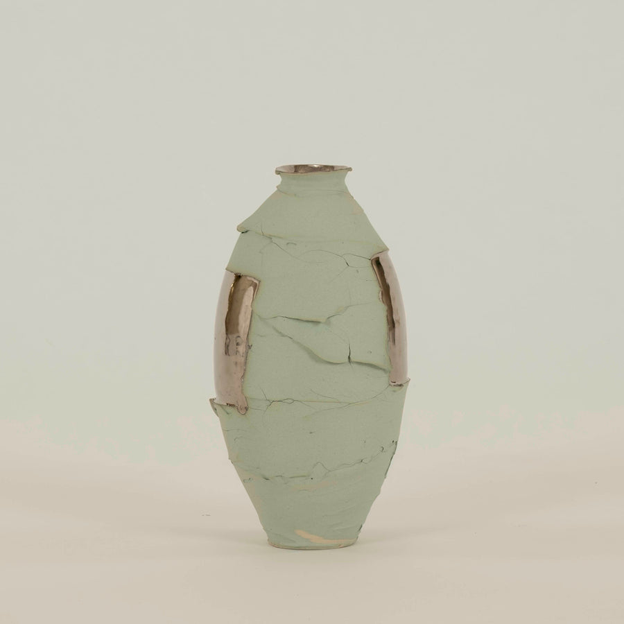 Vert 24k Silver Gilt Porcelain Vase Chase Gamblin