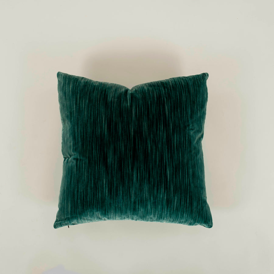 Teal Striated Silk Velvet Pillow