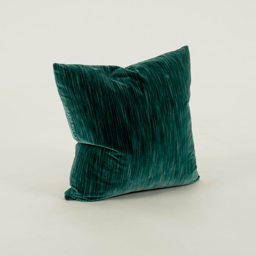Teal Striated Silk Velvet Pillow