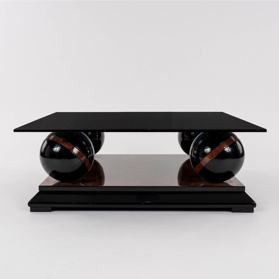Burl Black Laquered Sphere Cocktail Table