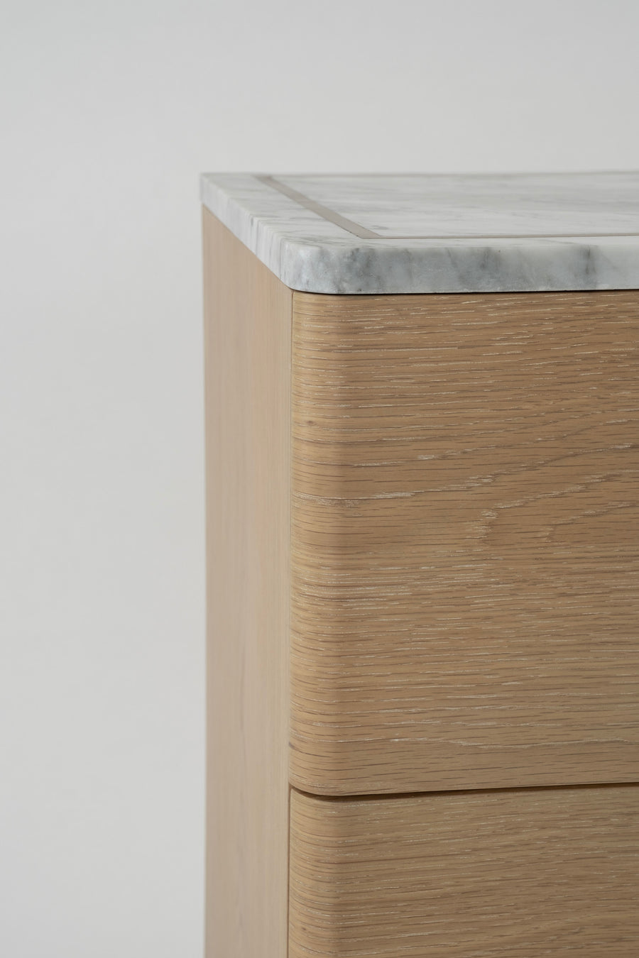 French Oak Marble Nightstand