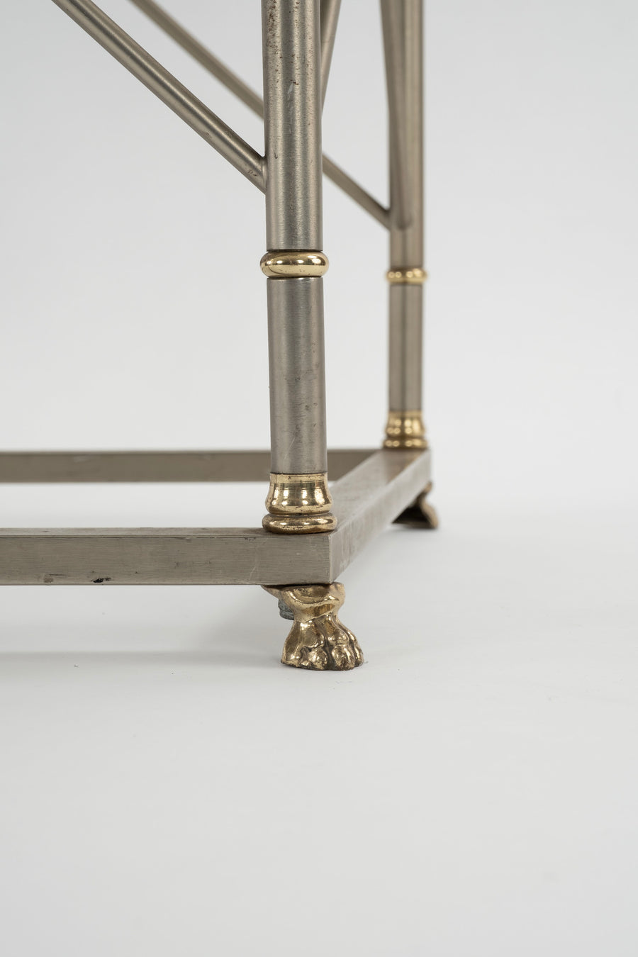 Neoclassical Style Steel Brass Granite Console Table