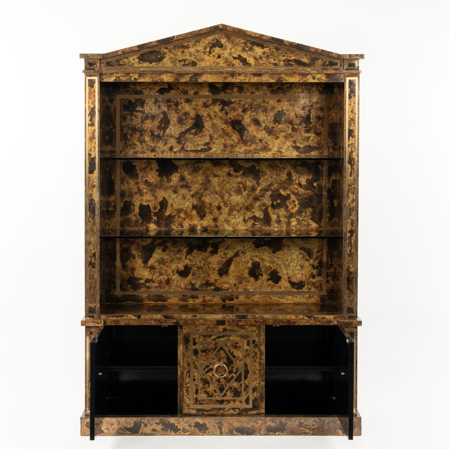 Neoclassical Brass Veneer Cabinet Bookcase