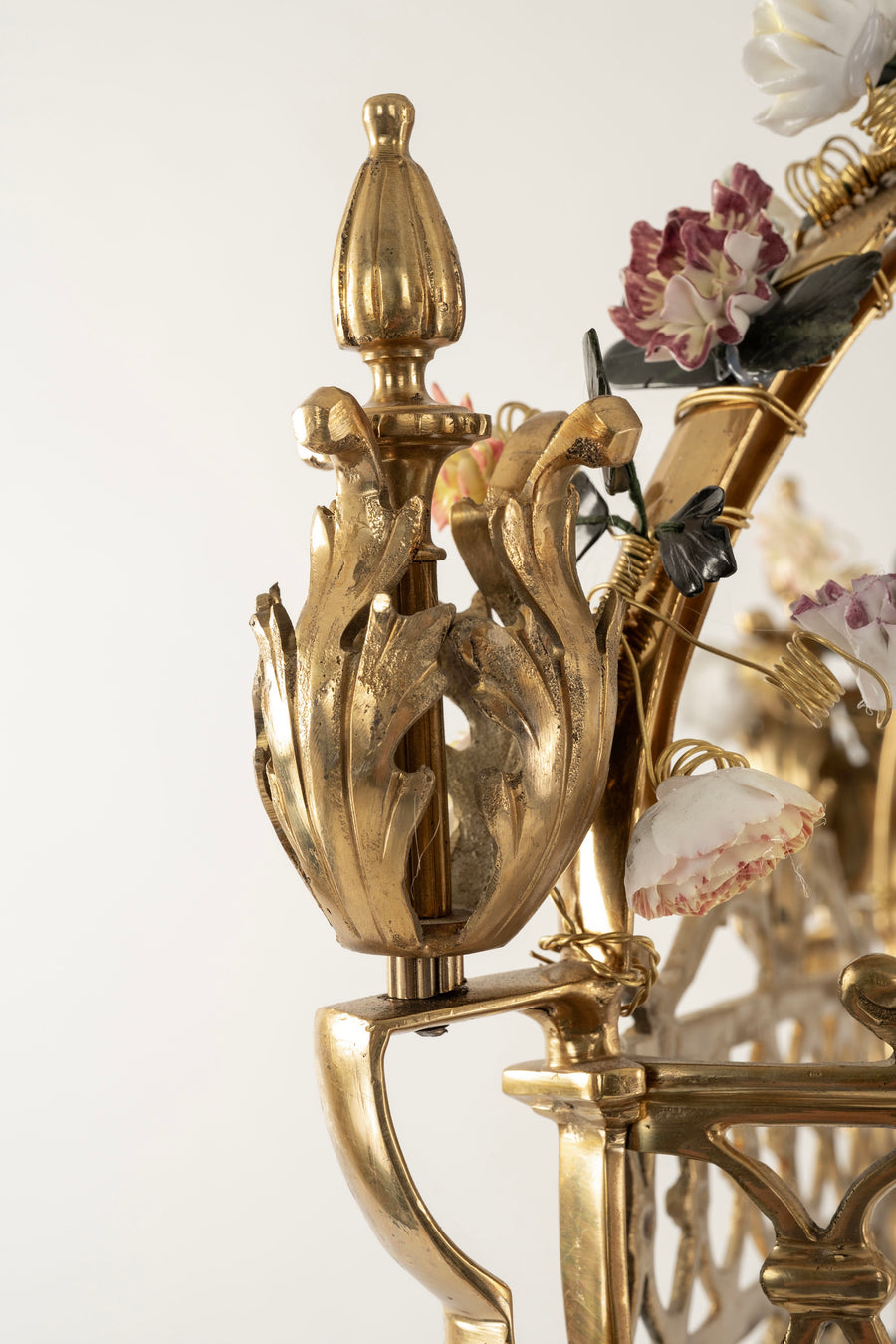 Porcelain-Mounted Bronze Dore Hall Lantern