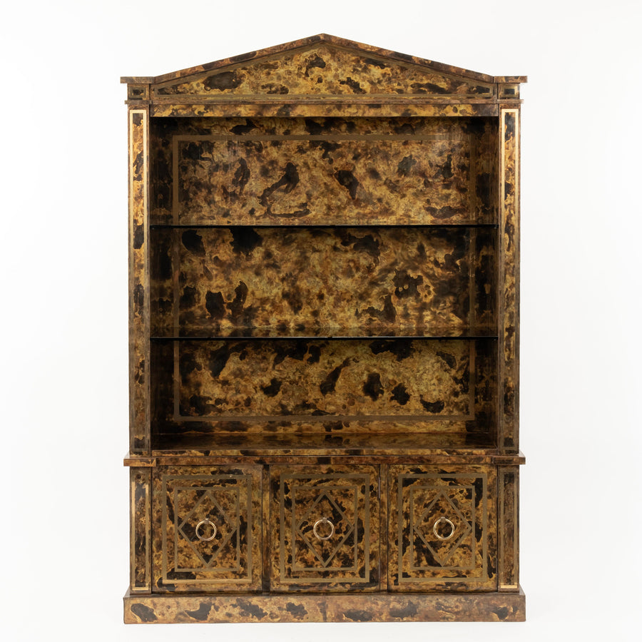 Neoclassical Brass Veneer Cabinet Bookcase