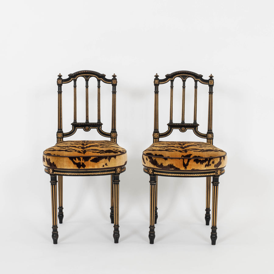 19th Century Louis XVI Style Le Tigre Velvet Music Chair