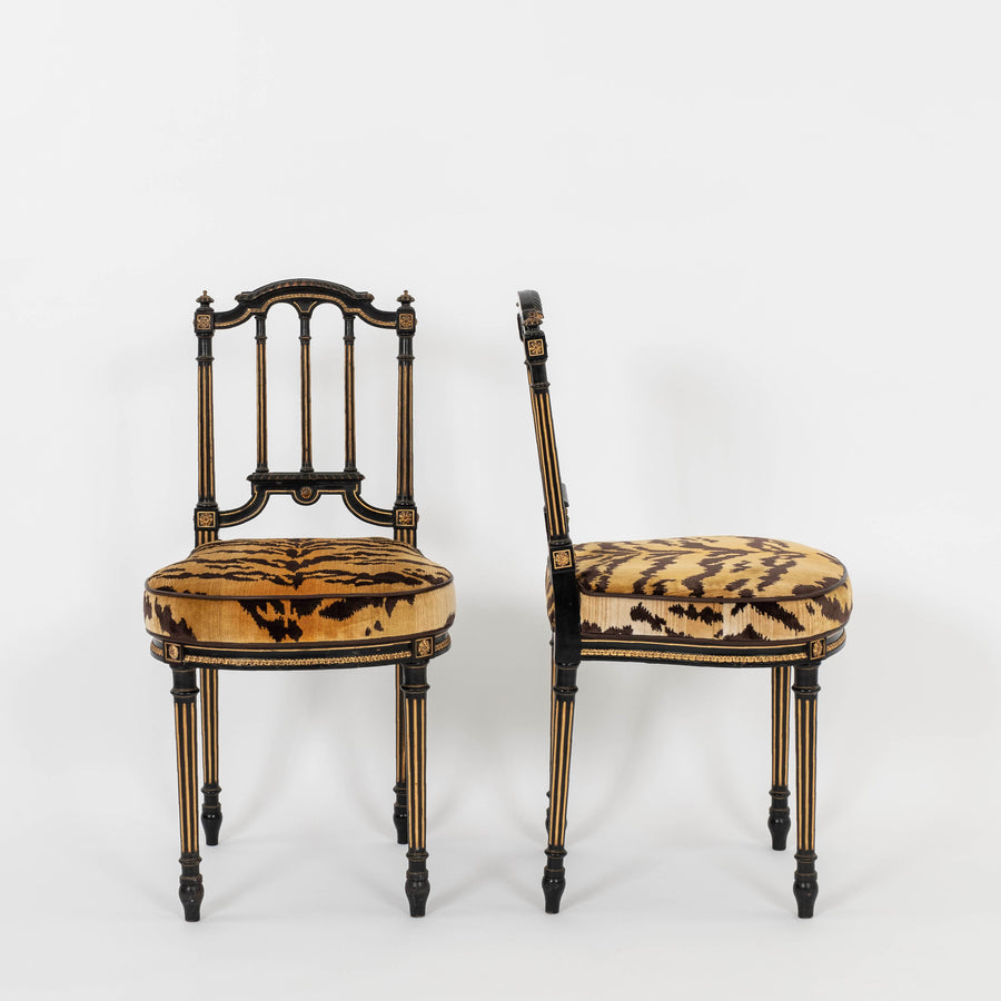19th Century Louis XVI Style Le Tigre Velvet Music Chair