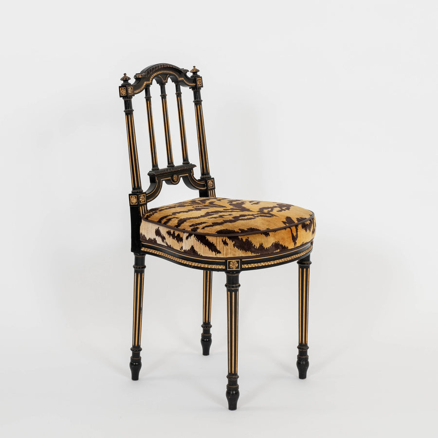 19th Century Louis XVI Style Le Tigre Velvet Music Chair