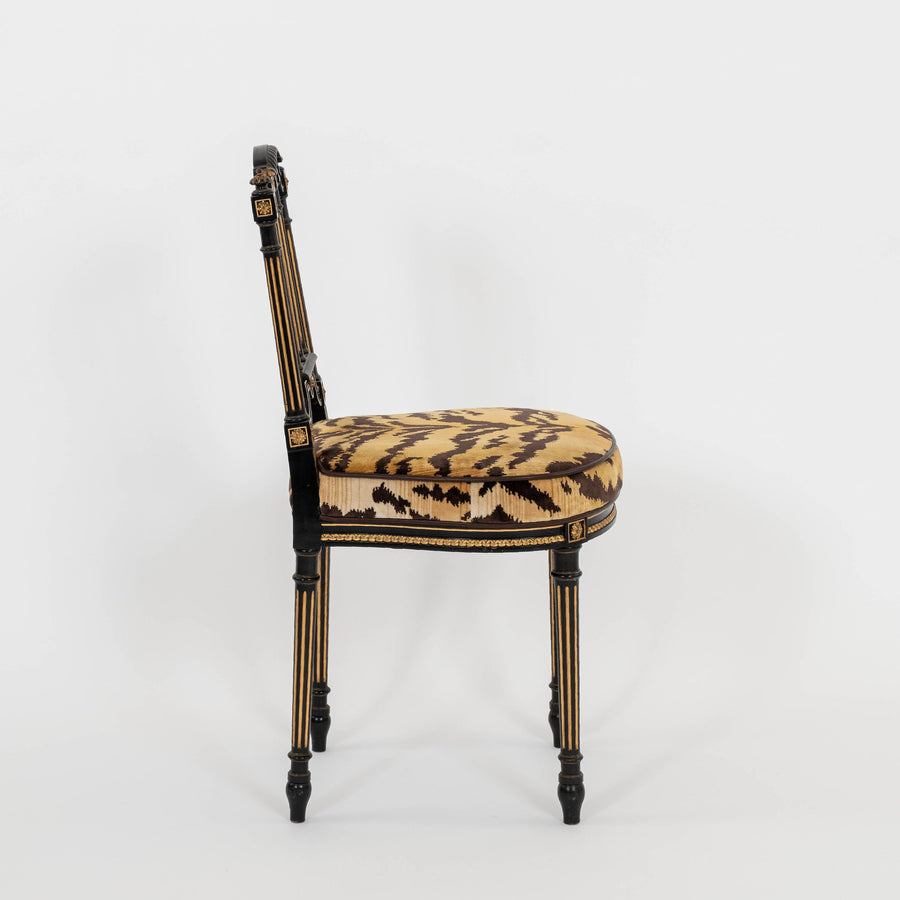 19th Century Louis XVI Style Le Tigre Velvet Music Chair
