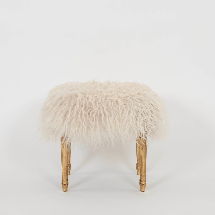 Icelandic Sheepskin Giltwood Stool