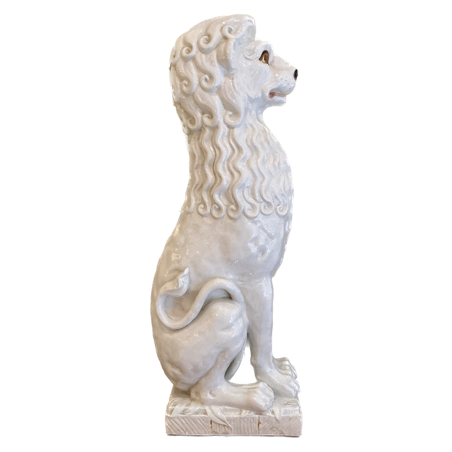 White Glazed Terra Cotta Lion